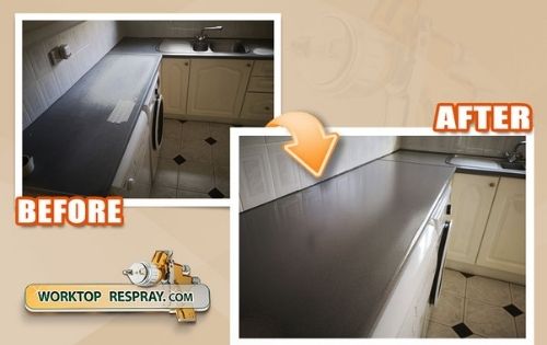 Worktop Respray before & After